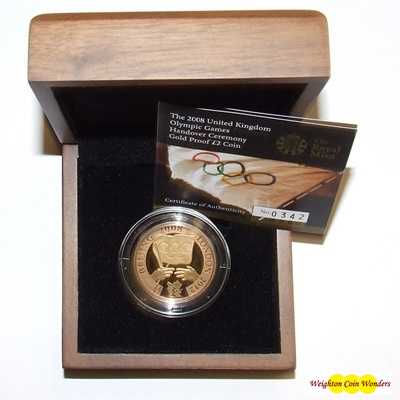 2008 Gold Proof Olympic Games Handover Ceremony £2 - Click Image to Close